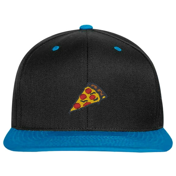 SNBCK Pizza Slice Pepperoni Embroidery Stitch, Snapback Hat EM-0008-Black-Blue