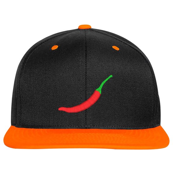 SNBCK Red Chili Hot Pepper Snapback Hat for Men and Women-EM-0031-Black-Orange