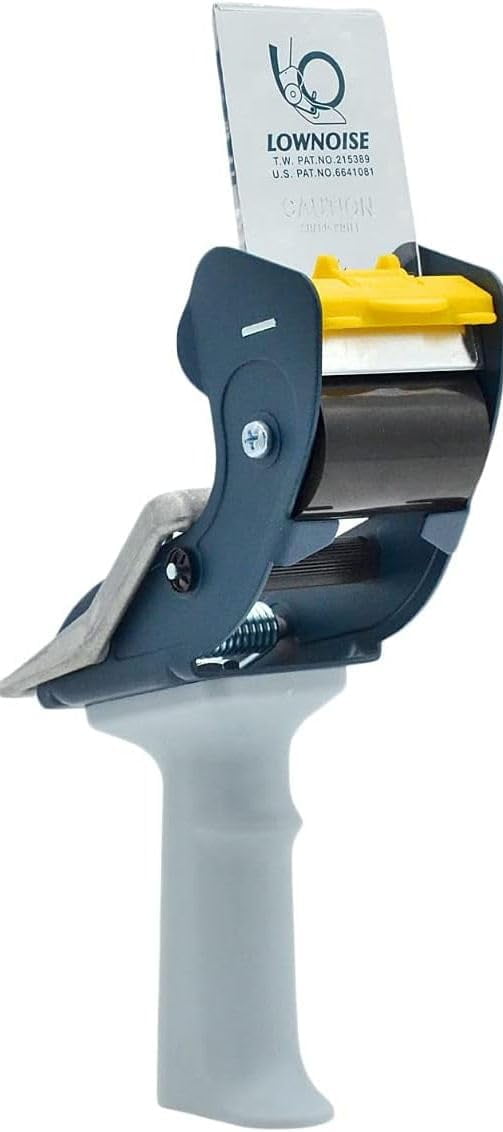 SNC-289 Low Noise Carton Sealing Packaging Tape Dispenser with Safety Blade Cover; 3" Core; Fits 2" Wide Tape Rolls; Natural Rubber Roller