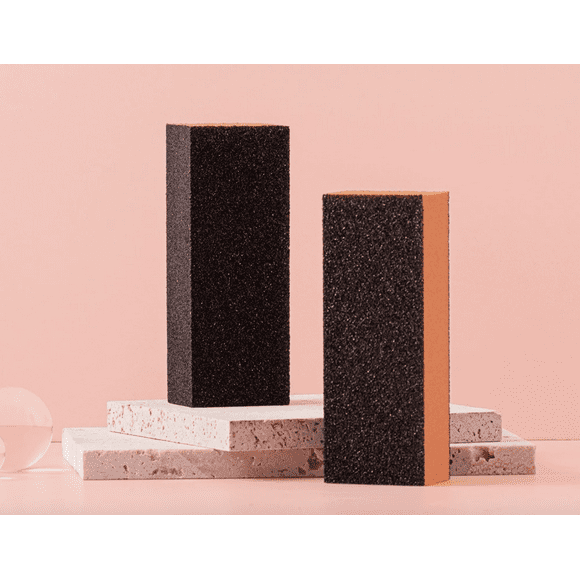 SND Plus 3-Sided Nail Buffer Block Color Orange, 100/180 Grit, Professional Nail File Buffer for Natural & Acrylic Nails - Pack of 5