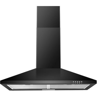 SNDOAS 30 inch Wall Mount Range Hood Stainless Stove Vent 3-Speed Exhaust Fan 120V,Balck