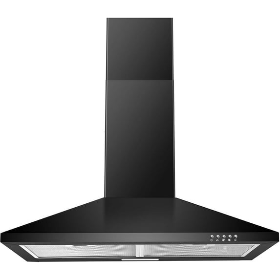 SNDOAS 30 inch Wall Mount Range Hood Stainless Stove Vent 3-Speed Exhaust Fan 120V,Balck