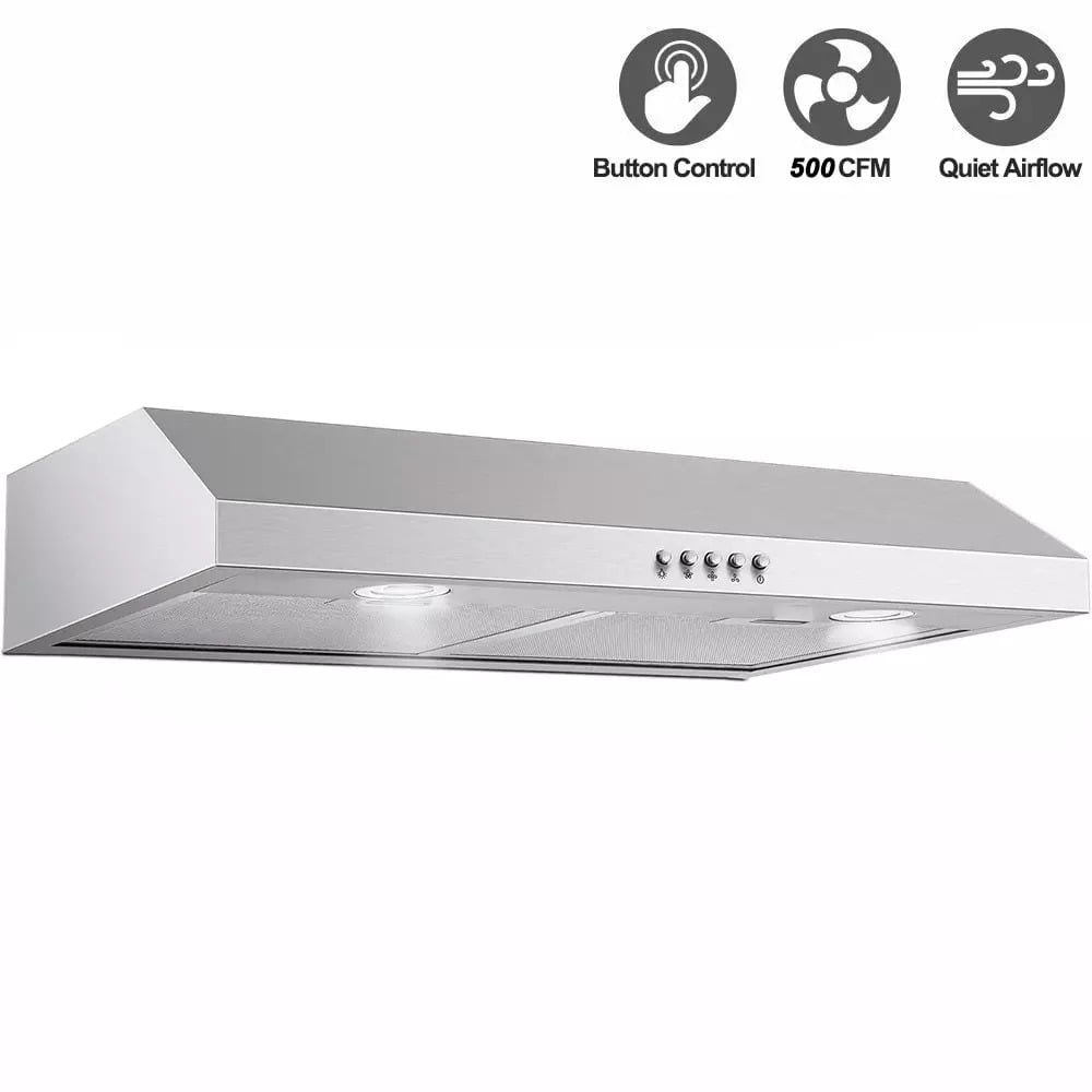 SNDOAS 30inch Under Cabinet Range Hood 500CFM 3-Speed Vent Stainless with Led Bulb