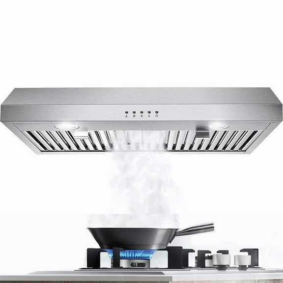 Stainless Steel Range Hood 30 inch Under Cabinet Range Hood 500 CFM with 3 Way Venting Vent Hood