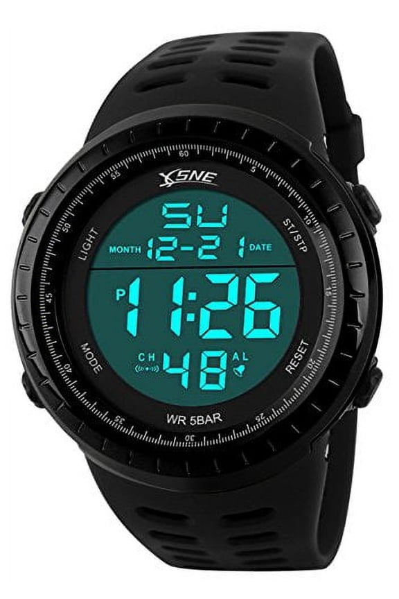 Male 3.15" Military Plastic Digital Sports Watch, Black, (OLA-SK1167B)