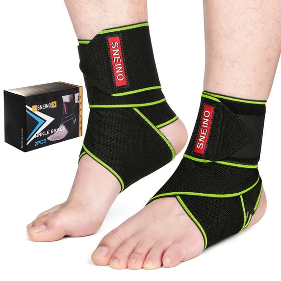 SNEINO Breathable Comfortable Ankle Stabilizer, Green, 2 Pack