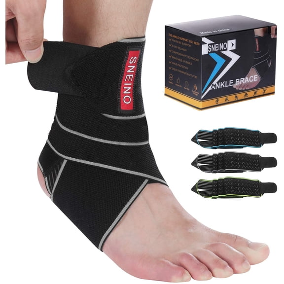 SNEINO Breathable Adjustable Ankle Stabilizer, Ankle Brace, Grey, One Size Fits All