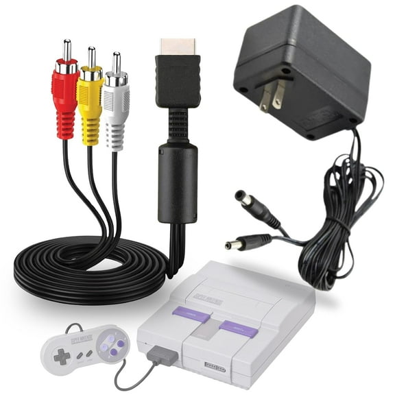 SNES Power Supply and AV Cable, NES Power Cord, AC Power Supply Compatible with Super Nintendo/SNES/NES/Genesis1