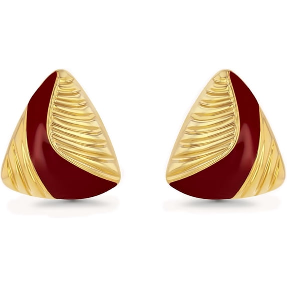 SNGIA 18K Gold Plated Enamel Triangle Stud Earrings for Women, Geometric Statement Jewelry