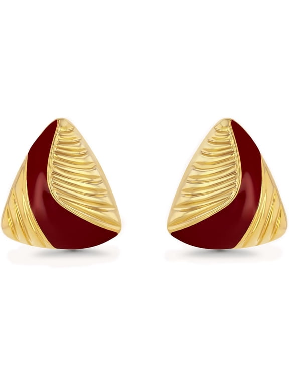 18K Gold Plated Enamel Triangle Stud Earrings for Women, Geometric Statement Jewelry