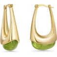 thumbnail image 1 of SNGIA 18K Gold Plated Oval Dangle Hoop Earrings with Green Resin Accent for Women, 1 of 6