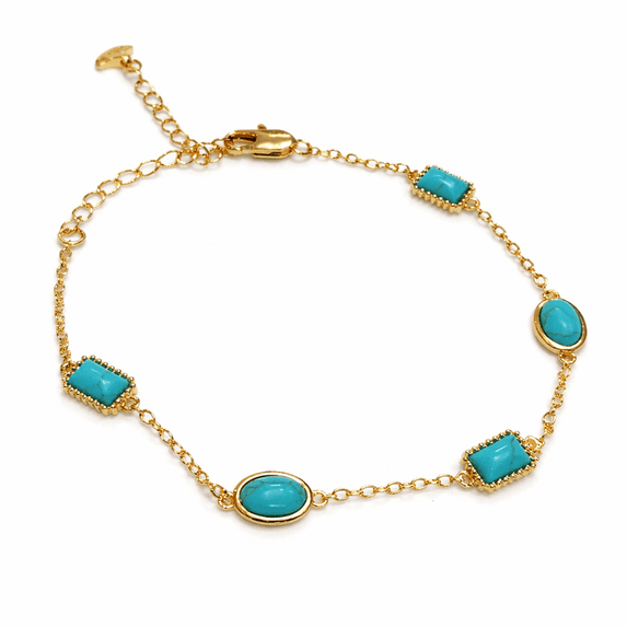 SNGIA Turquoise Zircon Tennis Bracelet for Women, 18K Gold Plated Station Chain Bracelet