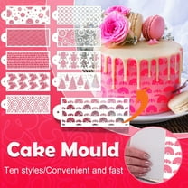SNGMN 10PCS Cake Stencil Set for Decoration - DIY Flower Spray Pattern Moulds for Cakes, Cupcakes, Cookies & Desserts - Eco-Friendly, Easy to Clean & Flexible Baking Tools