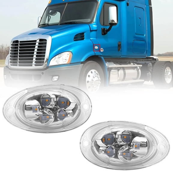 SNGMN 2PCS Super Bright Amber LED Side Marker Turn Signal Lights for Semi-Truck - Easy Plug and Play Installation, Durable Polycarbonate Lens, Waterproof Design