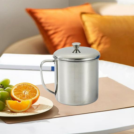 SNGMN 304 Stainless Steel Cup with Lid and Handle, Commercial Water Cup Teapot, Kindergarten Children's Anti-Fall Small Mug for Hot and Cold Drinks