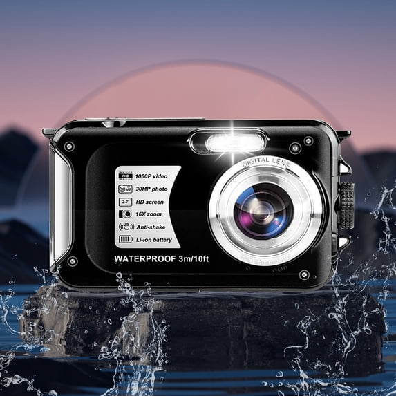 SNGMN 30MP Digital Camera, 16X Digital Zoom Anti Shake, 1080P Video, Intelligent Focus, Underwater Shooting
