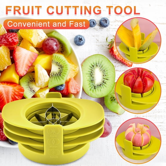 SNGMN 4 in 1 Fruit Slicer Set - Stainless Steel Fruit Cutter, Pear and Orange Corer, Dishwasher Safe, Includes Apple, Tomato, and Mango Slicers for Easy Storage