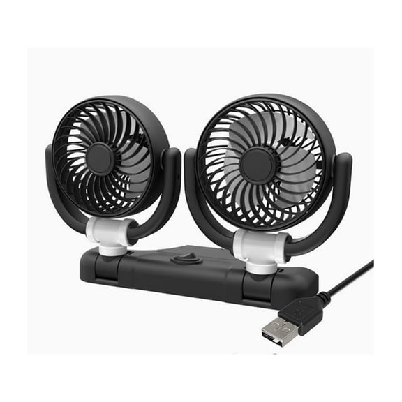 SNGMN 5V USB Car Fan with Dual High Wind Heads, 360° Adjustable Airflow, Quiet Operation – Perfect for Cars, Trucks, RVs & Offices