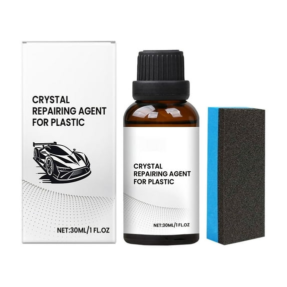 SNGMN Automotive Plastic Restorer - 30ml Hydrophobic Coating for Headlights, Trim & Interior, Water Repellent Protection with High Gloss Finish, Includes Sponge