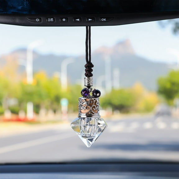 SNGMN Car Air Freshener & Decor - Crystal Perfume Pendant for Car Interior - Long Lasting Aroma, Hanging Rearview Mirror Decor, 5ml Empty Bottle, Artificial Crystal