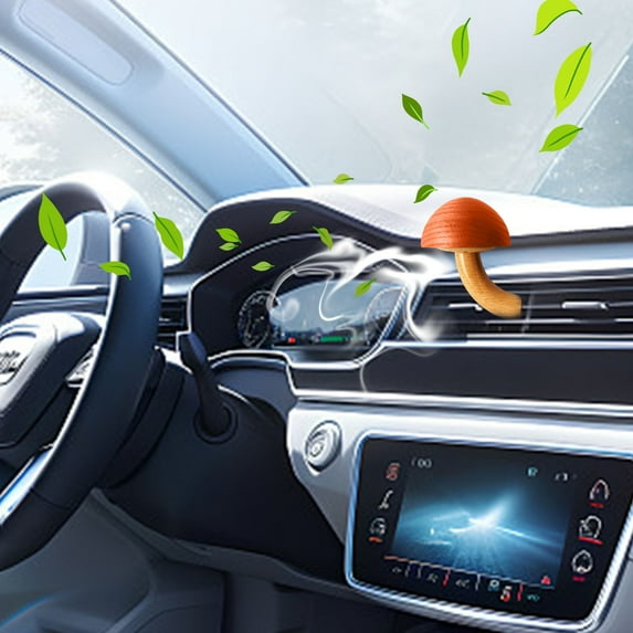 SNGMN Car Air Freshener Diffuser - Solid Wood Mushroom Car Vent Aromatherapy Diffuser Set, Natural Long-Lasting Fragrance, Cute Car Decor Accessories