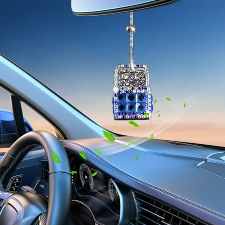 SNGMN Car Air Freshener Hanging Perfume Bottle, Diamond-Studded Rearview Mirror Pendant for Cars & Home, Aromatherapy Decor with Odor Eliminator