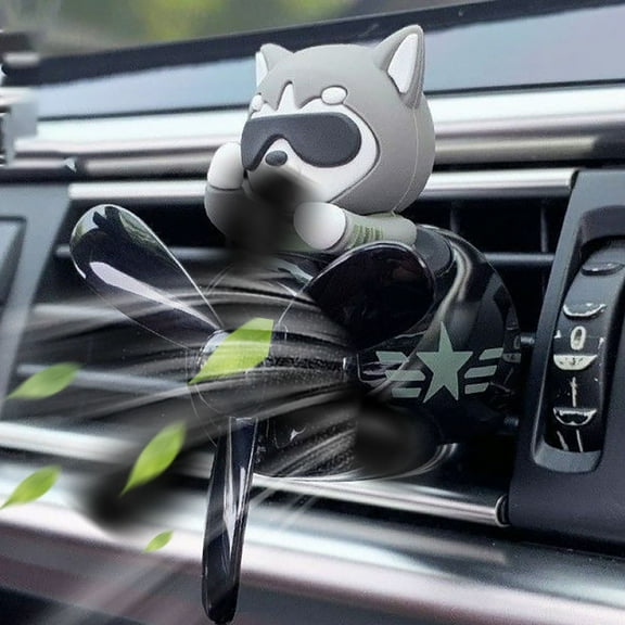 SNGMN Car Air Freshener Vent Clip, Aromatherapy Car Diffuser with Rotating Blades, Cute Airplane Design Car Accessories for Women & Men (Green)