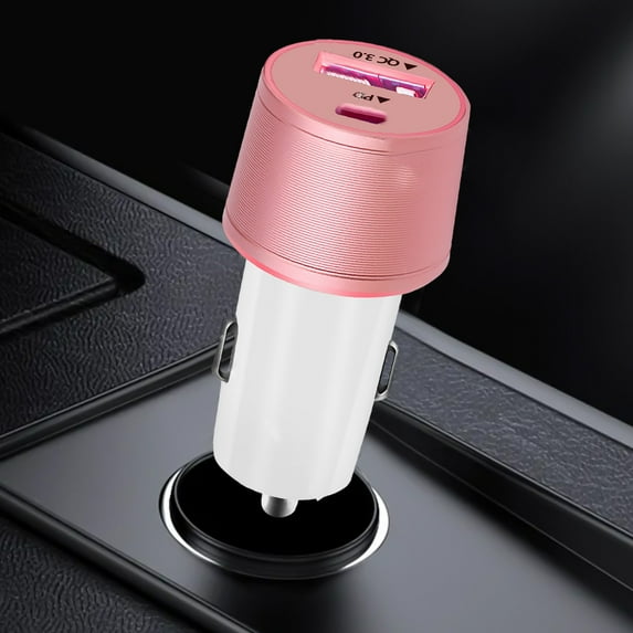 SNGMN Car Charger – Dual USB & Type-C Fast Charging Adapter, 12V-24V Aluminum Alloy Cigarette Lighter Charger for Phone & Tablet (Pink, Black, Silver, Purple)