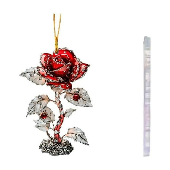 SNGMN Car Charm, Red Rose 2D Acrylic Pendant, Car Hanging Ornament, Rearview Mirror Accessories, Elegant Car Decor for Women​