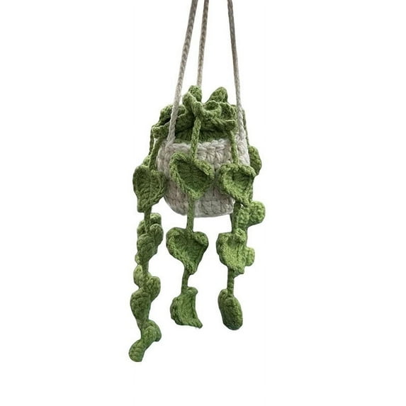 SNGMN Car Hanging Ornament, Crochet Potted Plant Charm, Rearview Mirror Accessories, Handmade Car Decor, Unique Gift Idea
