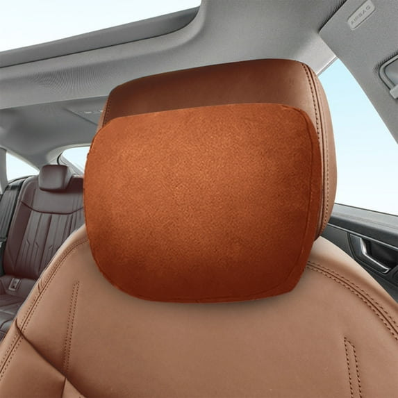 SNGMN Car Seat Cushion Universal Neck Pillow - Ergonomic Cotton Linen Headrest with Double Straps for Driver & Passenger (Red/Brown/Coffee/Beige/Gray)