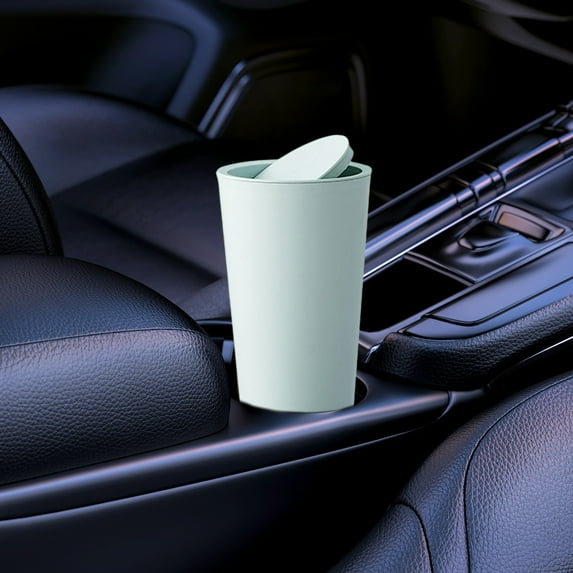 SNGMN Car Trash Can - Mini Flip Lid Auto Garbage Bin for Car Cup Holder, 16.5x8cm Plastic Oscillating Lid Trash Can (Green/Pink)