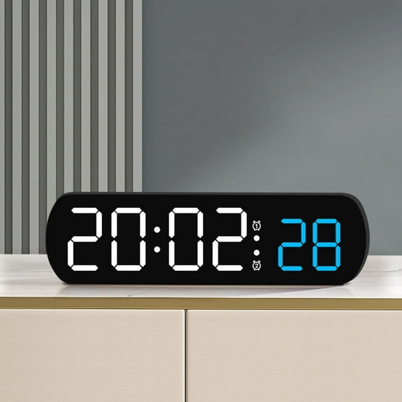 SNGMN Digital Alarm Clock with Temperature Humidity Display, Silent LED Bedside Clock, Countdown Timer, Modern Home Decor