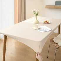SNGMN Elastic Tablecloth Cover, Water-Resistant & Wipeable, Fits Tables 31.5" x 55.1", Beige, Machine Washable, Indoor & Outdoor Use
