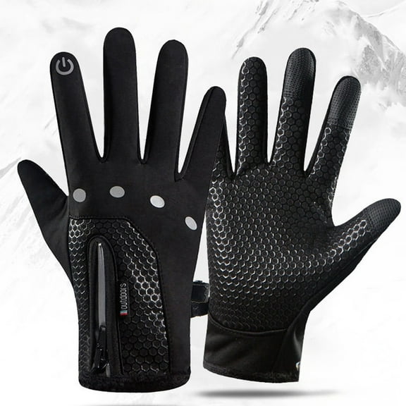SNGMN Fleece Lined Waterproof Windproof Zipper Gloves, Touchscreen Compatible for Cycling Skiing Driving and Outdoor Activities
