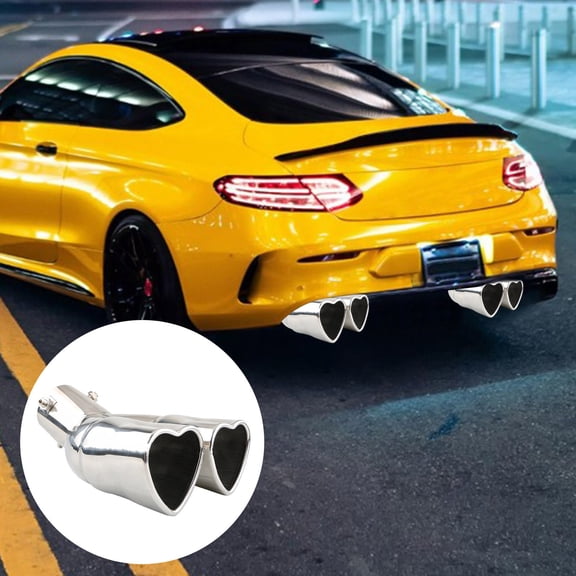 SNGMN Heart-Shaped Exhaust Pipe, Double Pipe Design for Enhanced Performance and Easy Installation, Compatible with Various Car Models