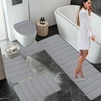 SNGMN Large Bathroom Rug Mat Set - 5 Piece Non-Slip Washable Bath Rugs, Soft Water Absorbent Mats for Home, Modern Design