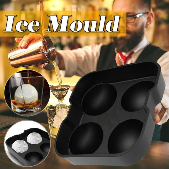 SNGMN Large Ice Ball Maker, Flexible Silicone Sphere Ice Tray, BPA-Free Ice Mould for Whiskey, Cocktails, and Iced Drinks - 4 x 2.5-Inch Ice Balls