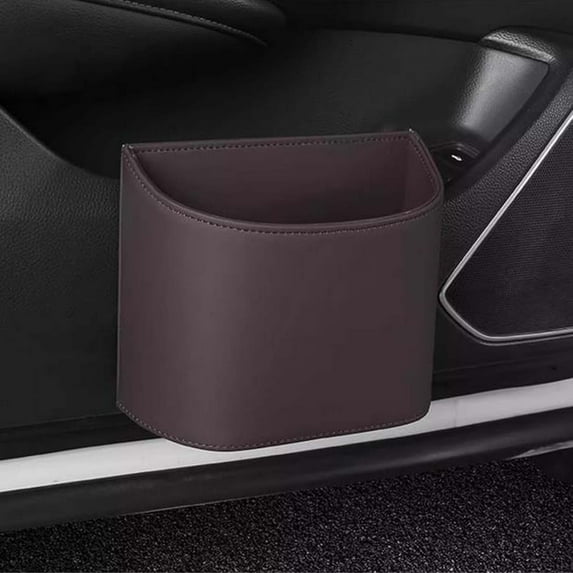 SNGMN Leather Car Door Storage Organizer, Multifunctional Hanging Holder and Trash Bin with Wide Mouth, Secure Clip-On Mount for Vehicle Cabin