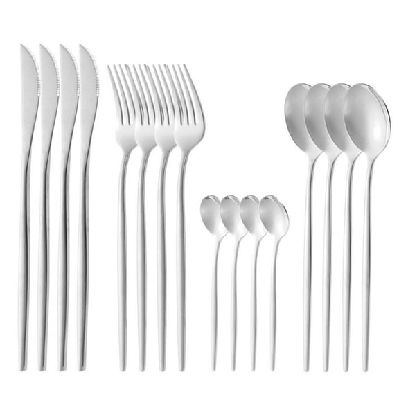 SNGMN Matte Gold Stainless Steel Flatware Set - 16 Pcs Cutlery with Steak Knives, Service for 4, Dishwasher Safe, Modern Design, Durable Dinnerware Set
