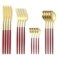 thumbnail image 1 of SNGMN Matte Gold Stainless Steel Flatware Set - 16 Pcs Cutlery with Steak Knives, Service for 4, Dishwasher Safe, Modern Design, Durable Dinnerware Set, 1 of 2