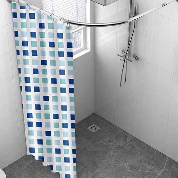 SNGMN Modern Blue Plastic Shower Curtain for Bathroom, with Rings, Water-Repellent and Lightweight, Versatile Wall Hanging or Room Divider
