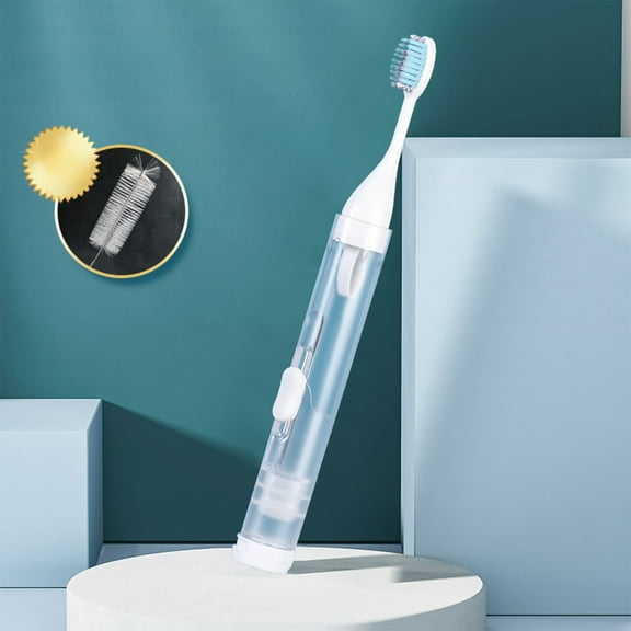 SNGMN Portable 2-in-1 Folding Travel Toothbrush, Integrated Toothpaste Dispenser, Soft Bristles, Compact Design for Oral Care On The Go
