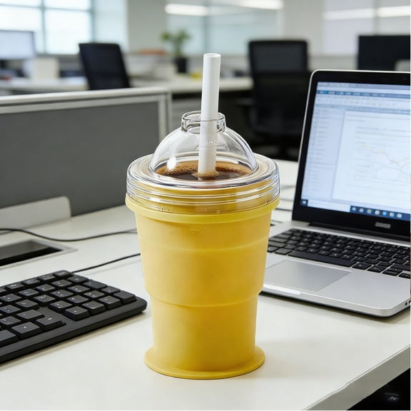 SNGMN Portable Foldable Ice Cup with Straw for Summer Outings
