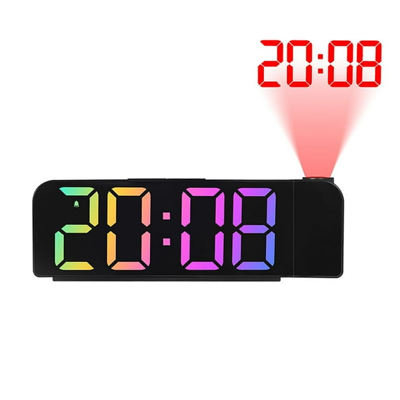 SNGMN Projection Digital Alarm Clock for Bedroom Colorful LED Alarm Clock with 12/24H Snooze Mirror LED Alarm Clock