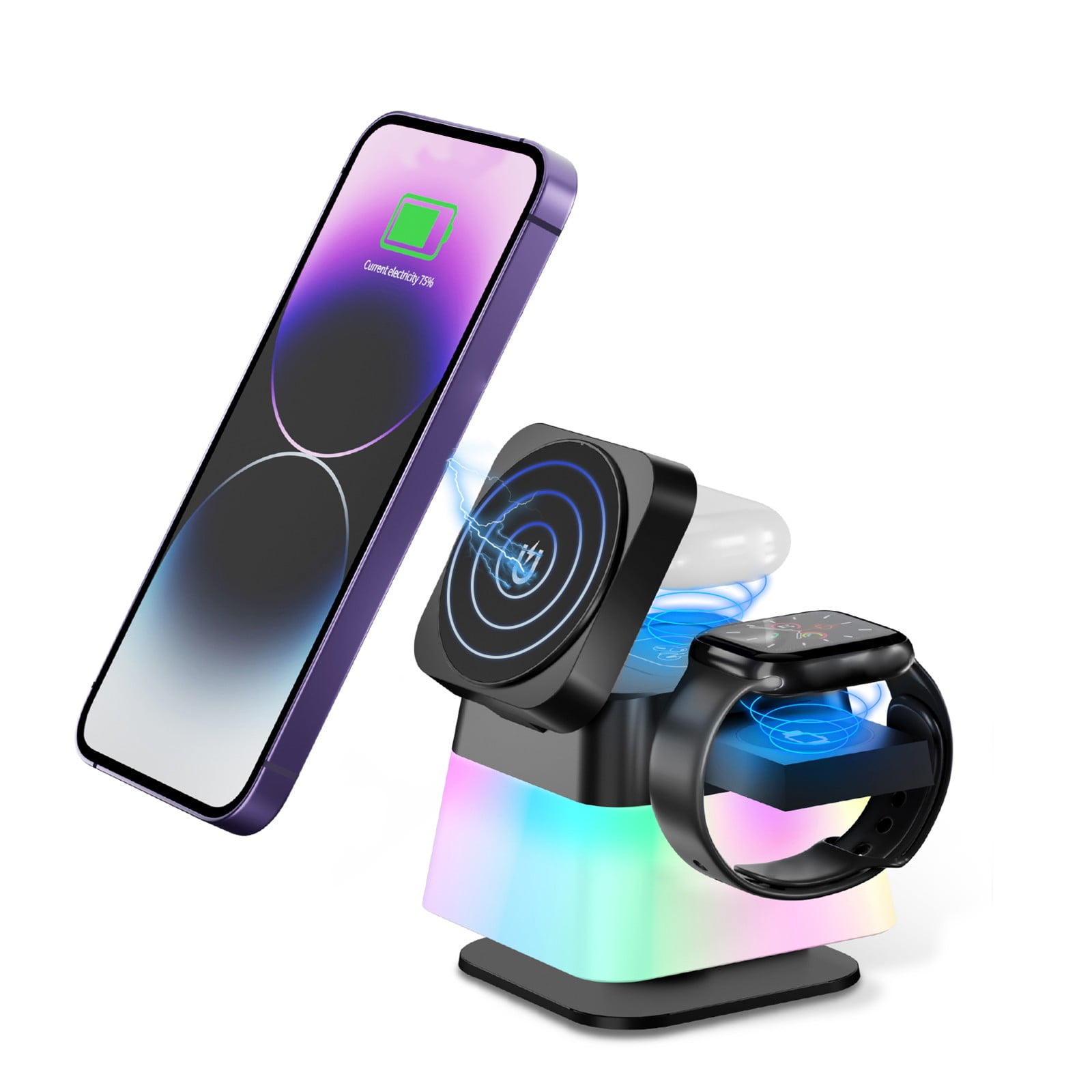 SNGMN Rotating Folding 4-in-1 Desk Lamp with Wireless Charger, 15W Fast Charging, Magnetic Mount, 3 Lighting Modes