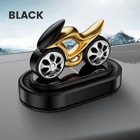 SNGMN Solar-Powered Car Air Freshener, Motorcycle Design with Rotating Wheel, 5ml Natural Essential Oil for Long-Lasting Freshness
