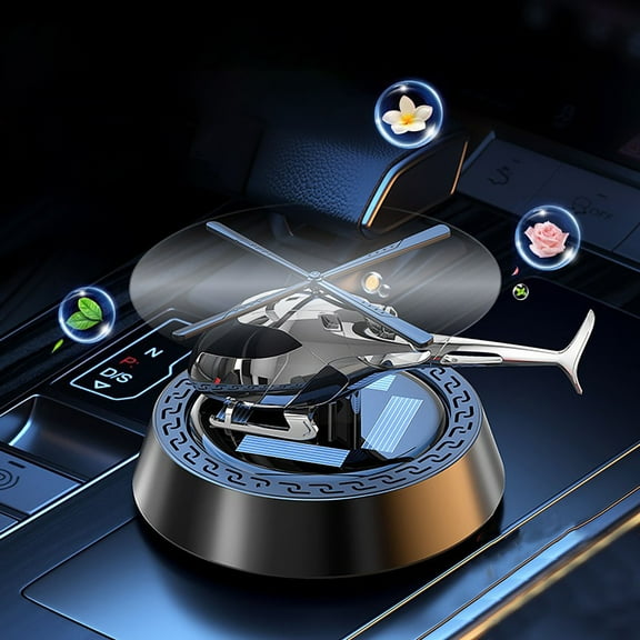 SNGMN Solar Rotating Helicopter Car Air Freshener Diffuser - Auto Solar Power Aromatherapy Decor with 360° Scent Diffusion, Aluminum Alloy & ABS Material