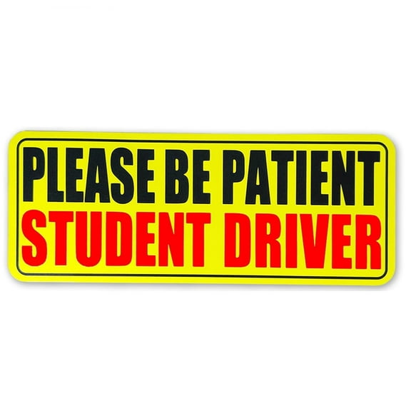 SNGMN Student Driver Sticker Magnet for Car, 9x3.5 Inch Upgraded Please Be Patient New Driver Safety Sign, High Reflective Reusable Magnetic Sticker for Teen Rookie Novice Beginner Vehicle Bumper