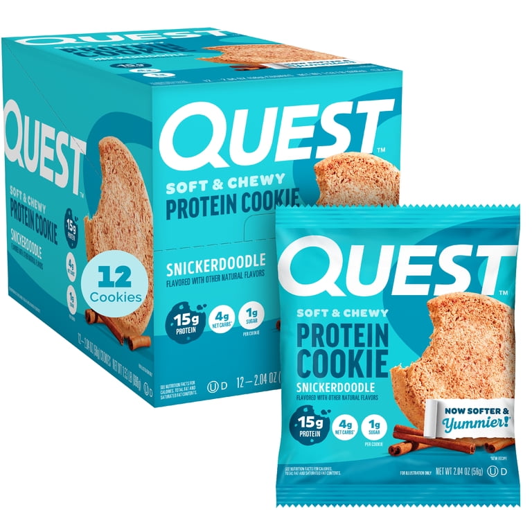 美品★ Quest Quest Soft and Chewy 15g Protein Cookies, 12ct, Snickerdoodle